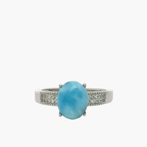 Larimar 8X10mm With White Sapphire Accents