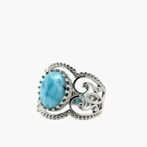 Larimar 12X10mm Corona Ring