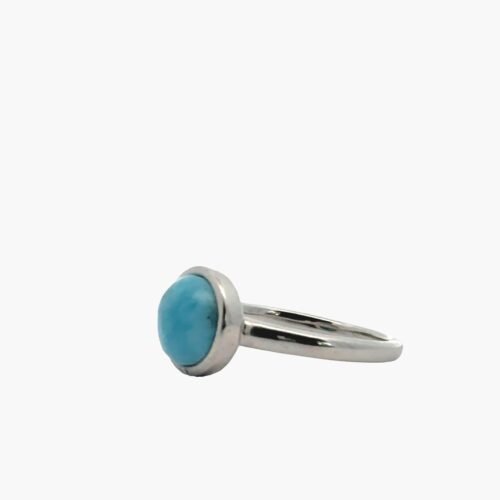 Larimar 8mm Solid Cabochon Ring