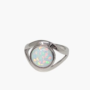 White Opal 10mm High Polished Eye Ring