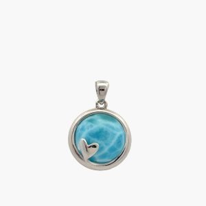 Larimar 10mm Olive Leaf Pendant