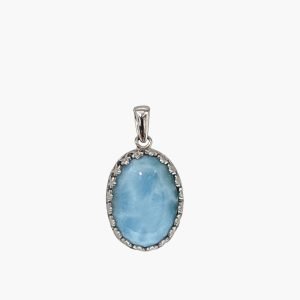 Larimar 10X14mm Oval Crown Style Pendant