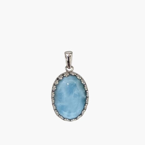 Larimar 10X14mm Oval Crown Style Pendant