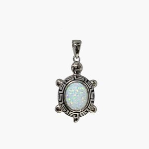 Whit Opal 8X10mm Oval P Cana Sea Turtle (Oxidized)