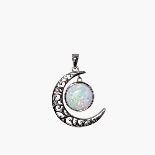 White Opal 10mm P.Cana Moon Pendant