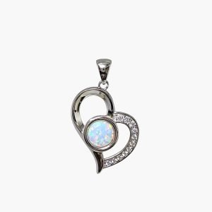 Larimar 8mm Heart Pendant With Pave White Sapphire