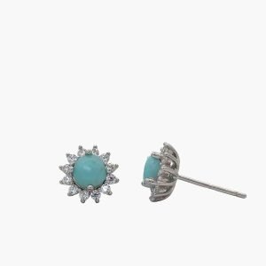 Larimar 5mm Halo Stud Earrings