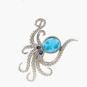 Larimar Large 10X12mm Punta Cana Octopus Pendant
