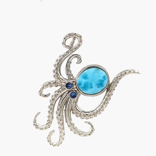 Larimar Large 10X12mm Punta Cana Octopus Pendant